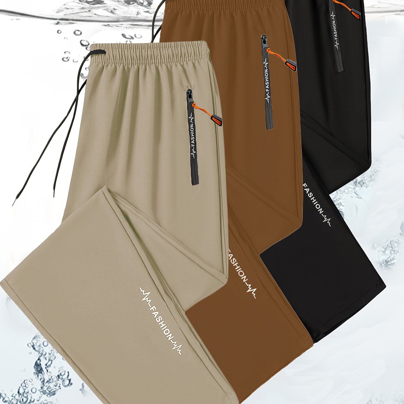 3-Pack Men'S All-Season Workout Pants - Gym, Running, Casual Athletic Sweatpants with Zipper Pocket - Drawstring Waist - Olive Green - Lightweight & Durable for Training, Outdoor, Casual Attire - Idea