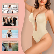Deep-V Invisible Strap Push-Up Shapewear Bodysuit