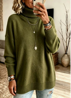 Womens Velvet Long-sleeve Turtleneck Sweater