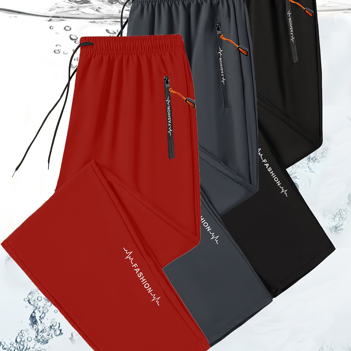 3-Pack Men'S All-Season Workout Pants - Gym, Running, Casual Athletic Sweatpants with Zipper Pocket - Drawstring Waist - Olive Green - Lightweight & Durable for Training, Outdoor, Casual Attire - Idea