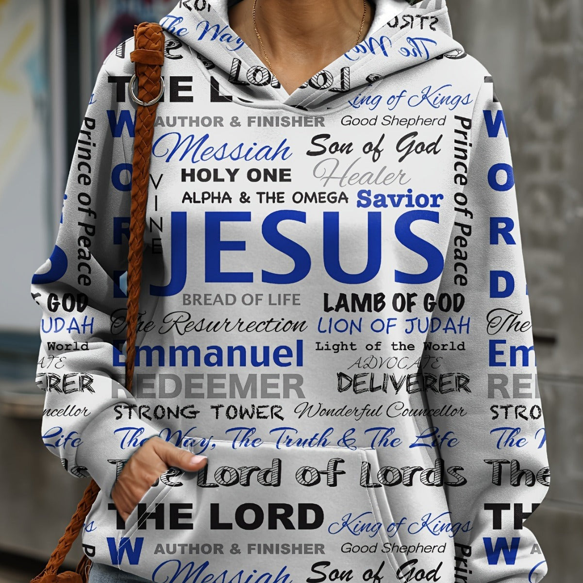 Letter Print Casual Kangaroo Pocket Hoodie