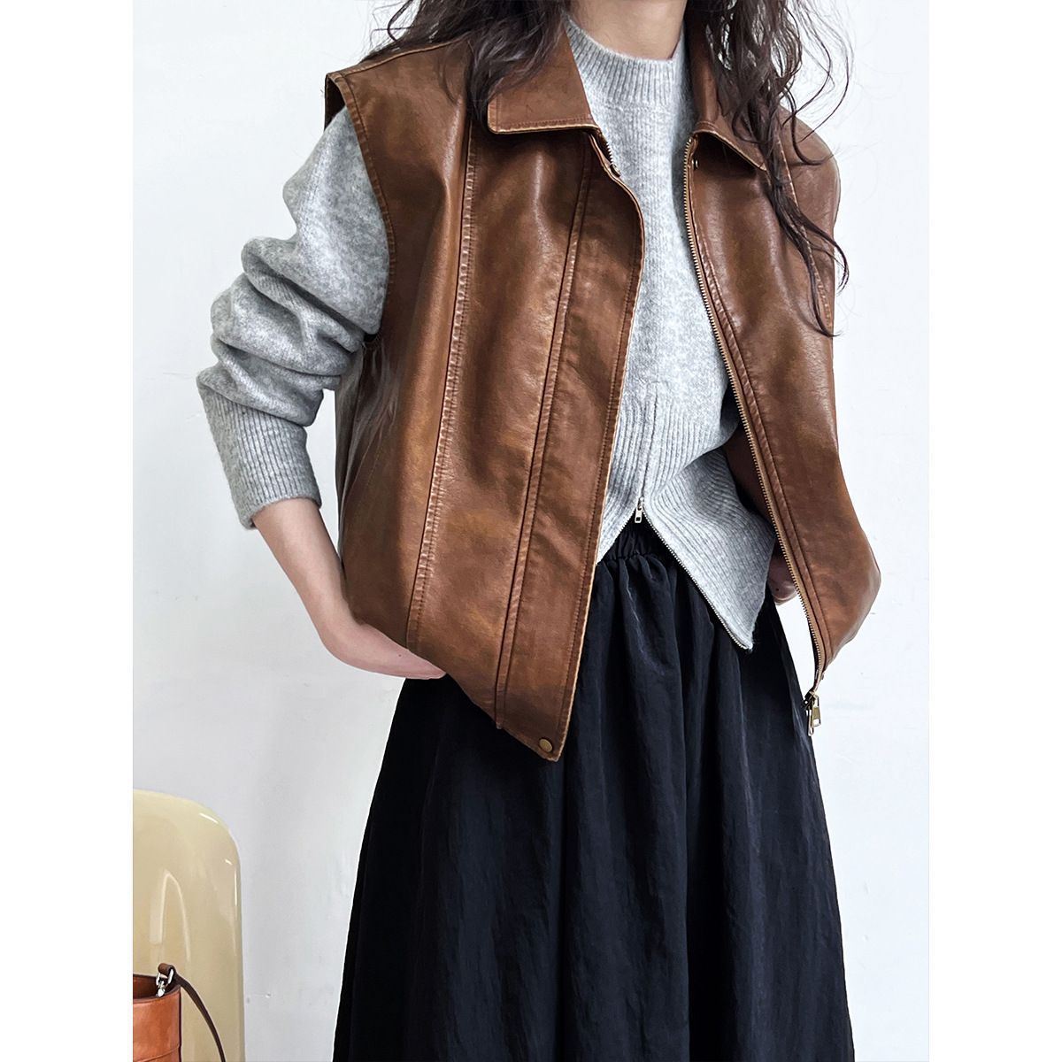 New Autumn Split-zip Short Sweater
