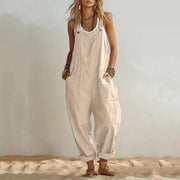 Women's Casual Sleeveless Loose Patch-Pocket Jumpsuit