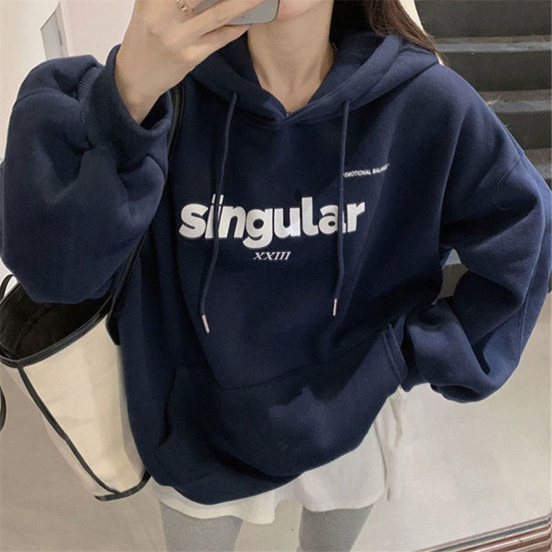 Women's Cozy Loose Fit Hooded Sweatshirt Coat