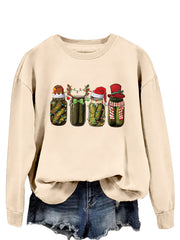 Funny Canned Cucumber Print Pullover Streetwear Sweatshirt