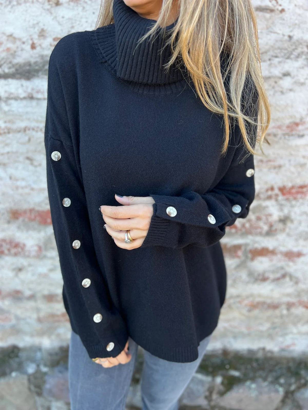Casual Turtleneck Button Women's Sweater