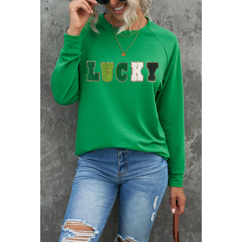 Women's Letter Embroidered Loose Pullover Sweatshirt