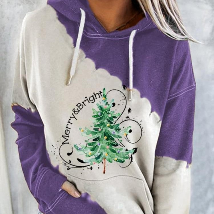 Festive Christmas Tree 3D Printed Women's Hooded Pullover Sweater