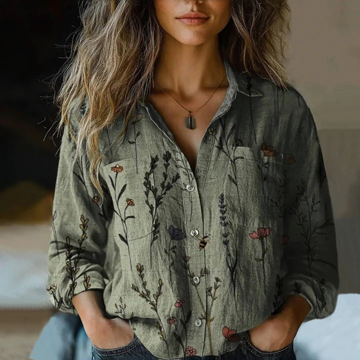 Women's Loose Casual Tie-dye Printed Long-sleeved Shirt