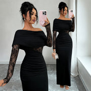 Lace-panelled Waist-cinching Figure-flattering Sheath Dress