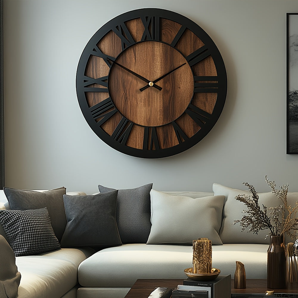 Vintage Wooden Wall Clock - Silent, Battery Operated, Decorative Roman Numerals for Home, Kitchen, Living Room, Bedroom, Office - 14/16/18 inch Options, Charming Home Decor|Artistic Wall Clock|Wooden Wall Clock, Wall Clock Living Room