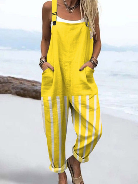 Women's 3D Print Summer Casual Suspender Romper