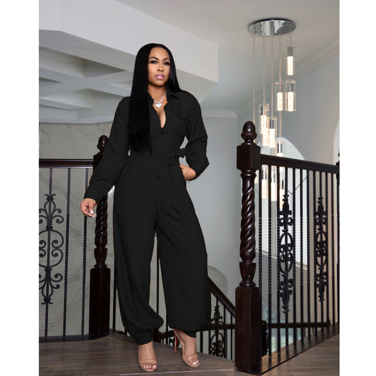 Women's Solid Color Loose Casual Jumpsuit