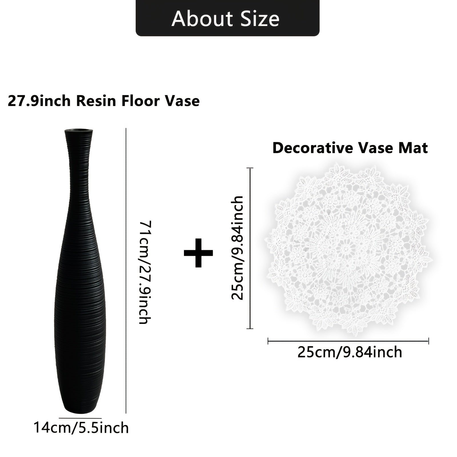 Extra-large resin floor vase with horizontal stripes