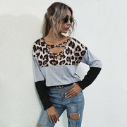 Leopard Patchwork Long-Sleeve Pullover – Bold Streetwear Top