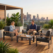 4, 5 Or 7-Seat Aluminum Patio Furniture Set, Featuring Upgraded Cushions And Armrests, Perfect for Backyard, Garden, And Poolside Relaxation