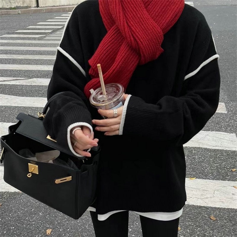 Autumn and Winter Korean Style Sweater Women's Artistic Retro