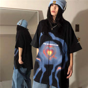 3D Alien Print Casual Loose Short Sleeve T-Shirt