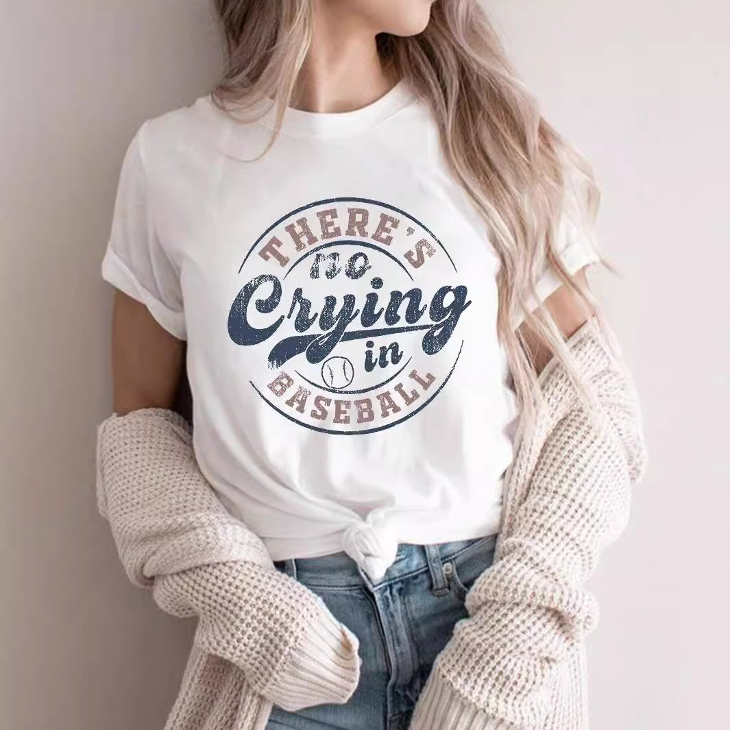 Casual Chic Short-Sleeve Crew Neck Top – Trendy Printed Tee