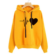 Cute Heart Print Streetwear Hoodie for Women