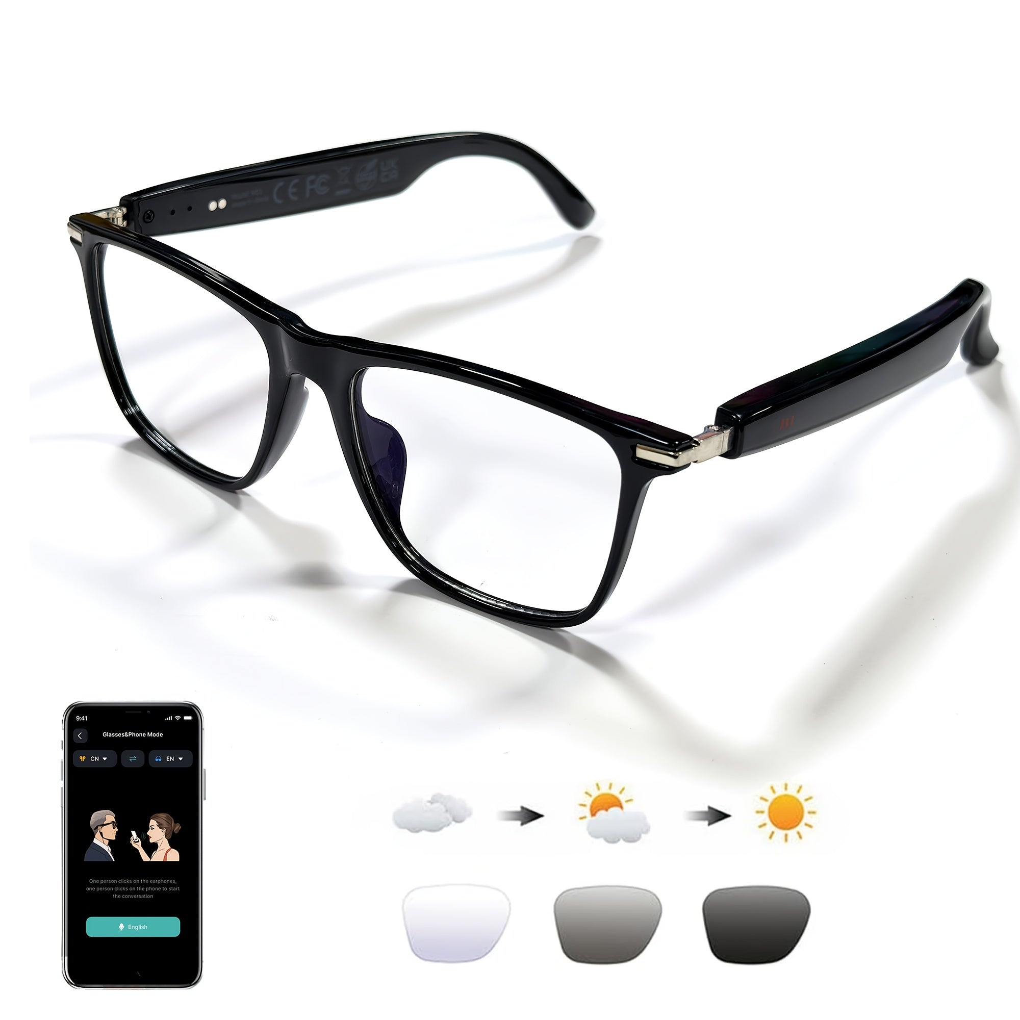 AI Smart Glasses, Smart Glasses with 160+ Languages Real Time Translation Support, Chat GPT System, OICIIDO New Multi-functional Audio Glasses for Men And Women, Built-in Microphone And Speaker...