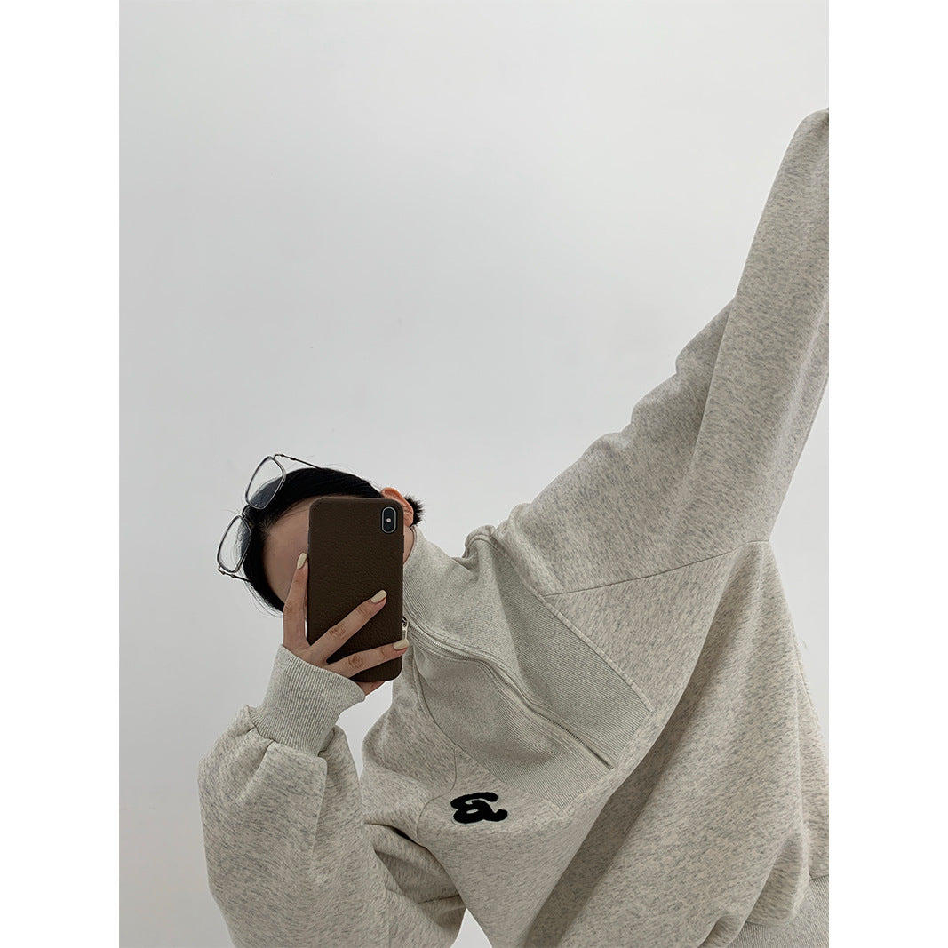Retro American Polo Collar Sweatshirt