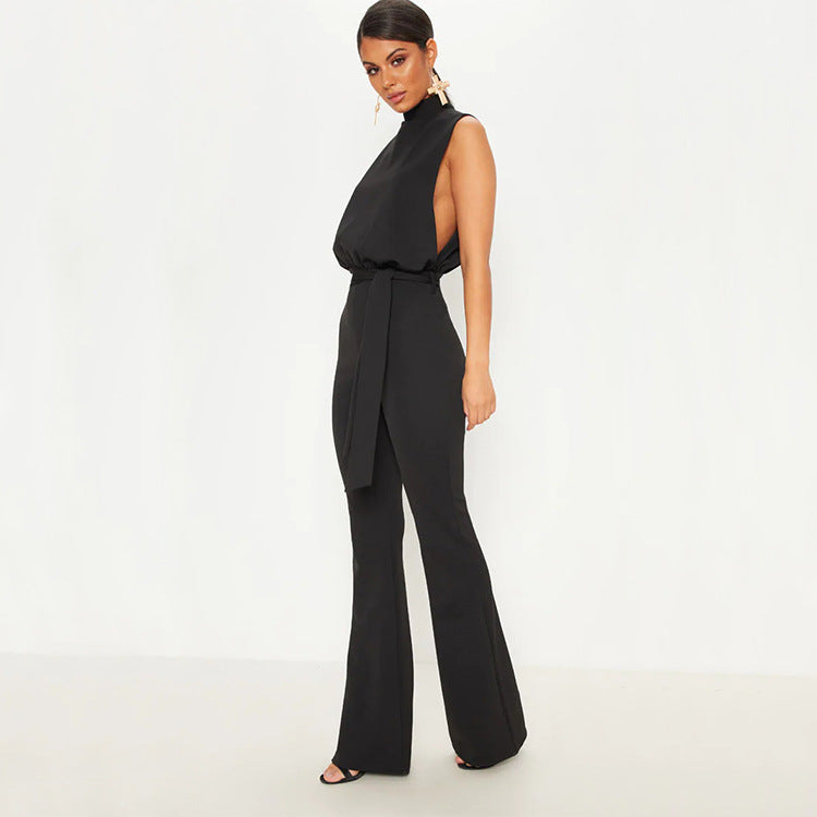 Sleeveless Waist-Cinching Elegant Jumpsuit