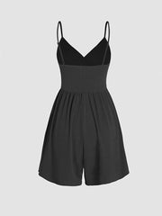 Seamless Deep V-Neck Pleated Shapewear Jumpsuit