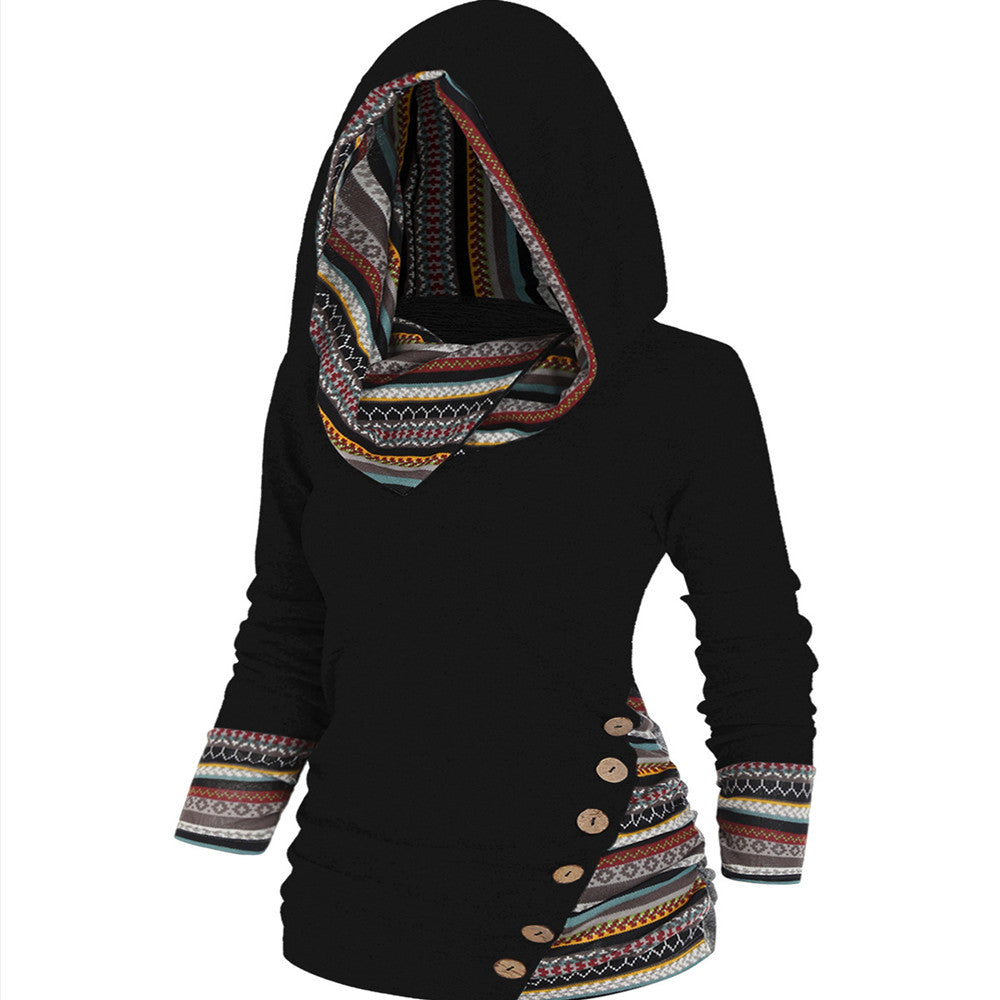 Women's Geometric Knit Button-Up Long Sleeve Top