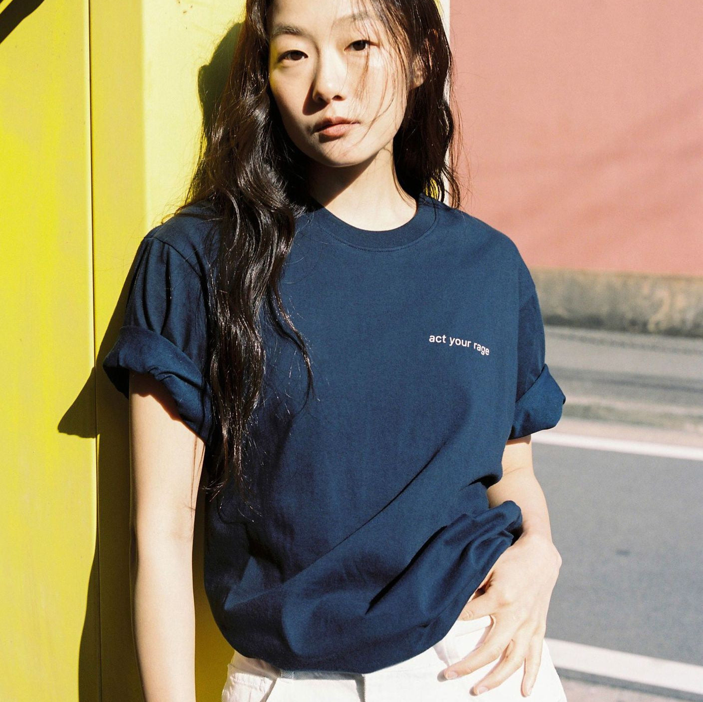 Navy Blue Cotton Letter Tee – Casual, Comfortable & Stylish