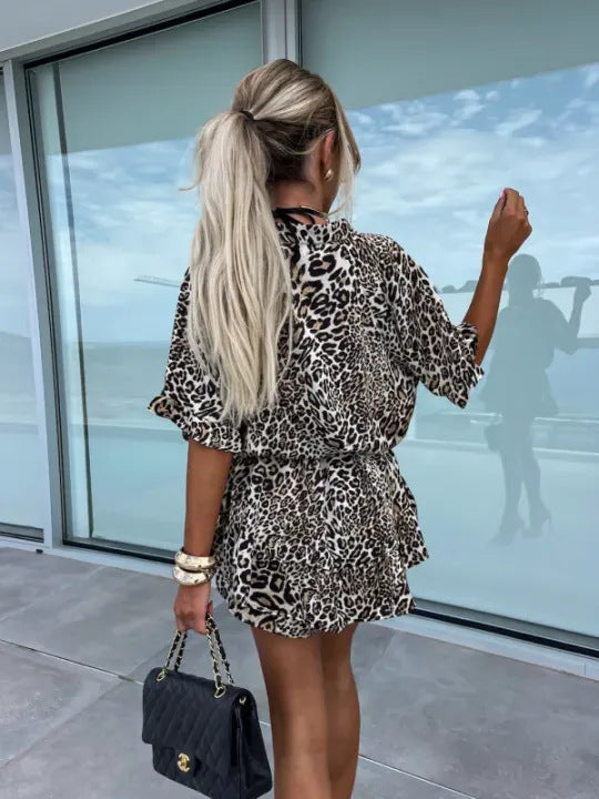 Chic Women's Leopard Print Romper Fashion Jumpsuit