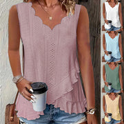 Solid Color V‑Neck Short‑Sleeve Tee – Casual Cotton‑Poly Blend