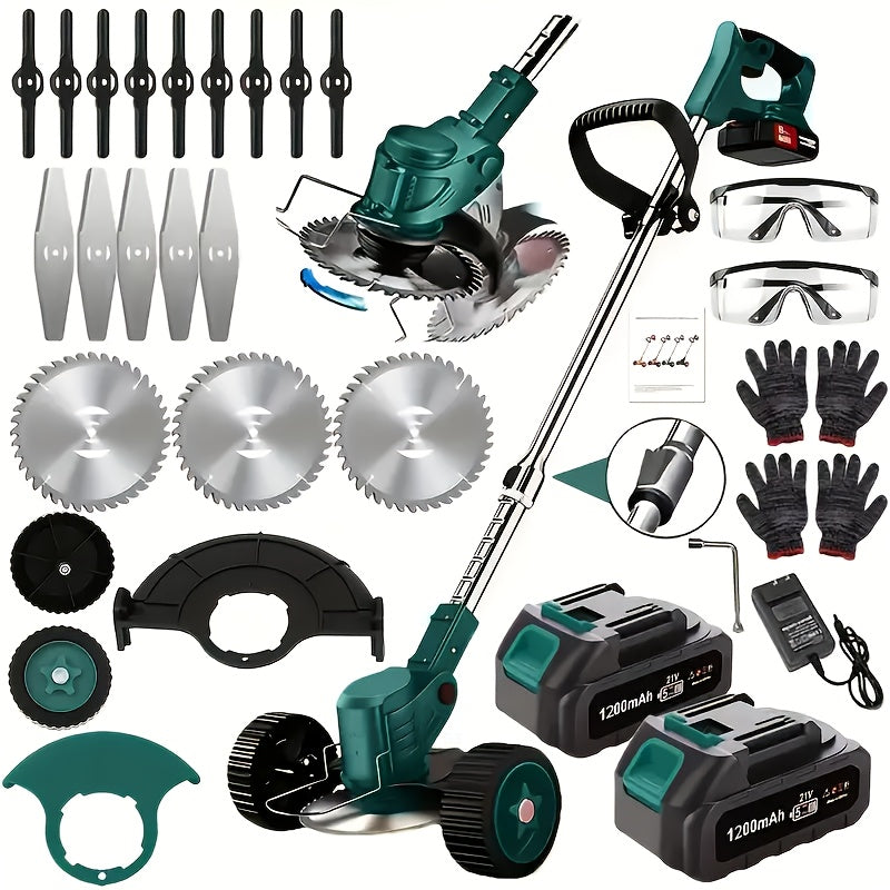 Portable Home Cordless Electric Lawn Mower, Yard Weeder/Cordless Lawn Mower With 3 Blade Sizes And Two High-Capacity Lithium-ion Batteries, Strong Power, Lots Of Freebies, Suitable For Lawn, Yard...