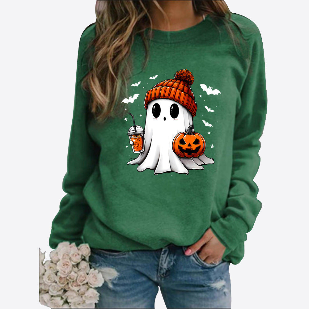 Halloween Print Long Sleeve Pullover Sweater