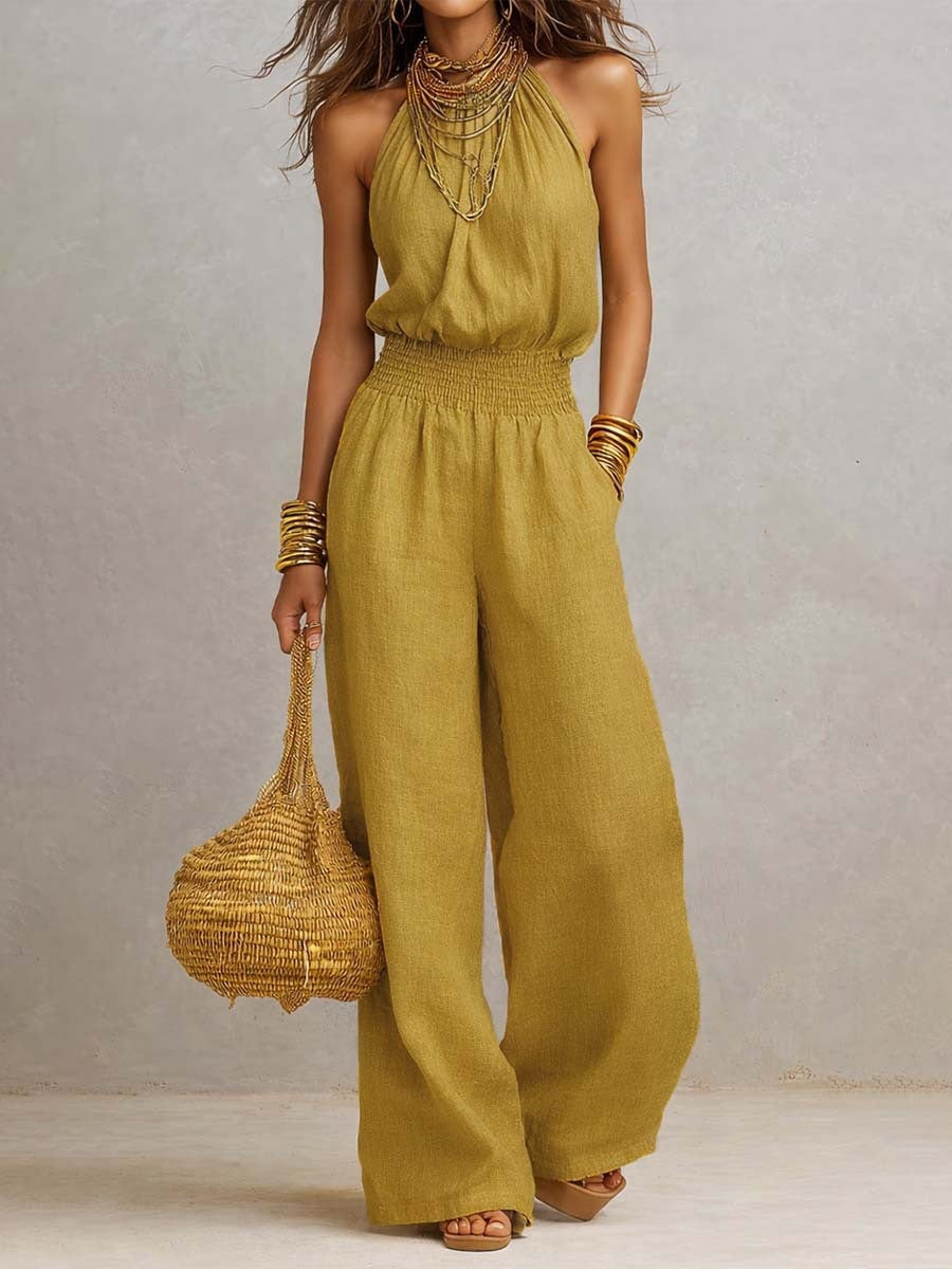 Chic Halter Backless Wide-Leg Jumpsuit
