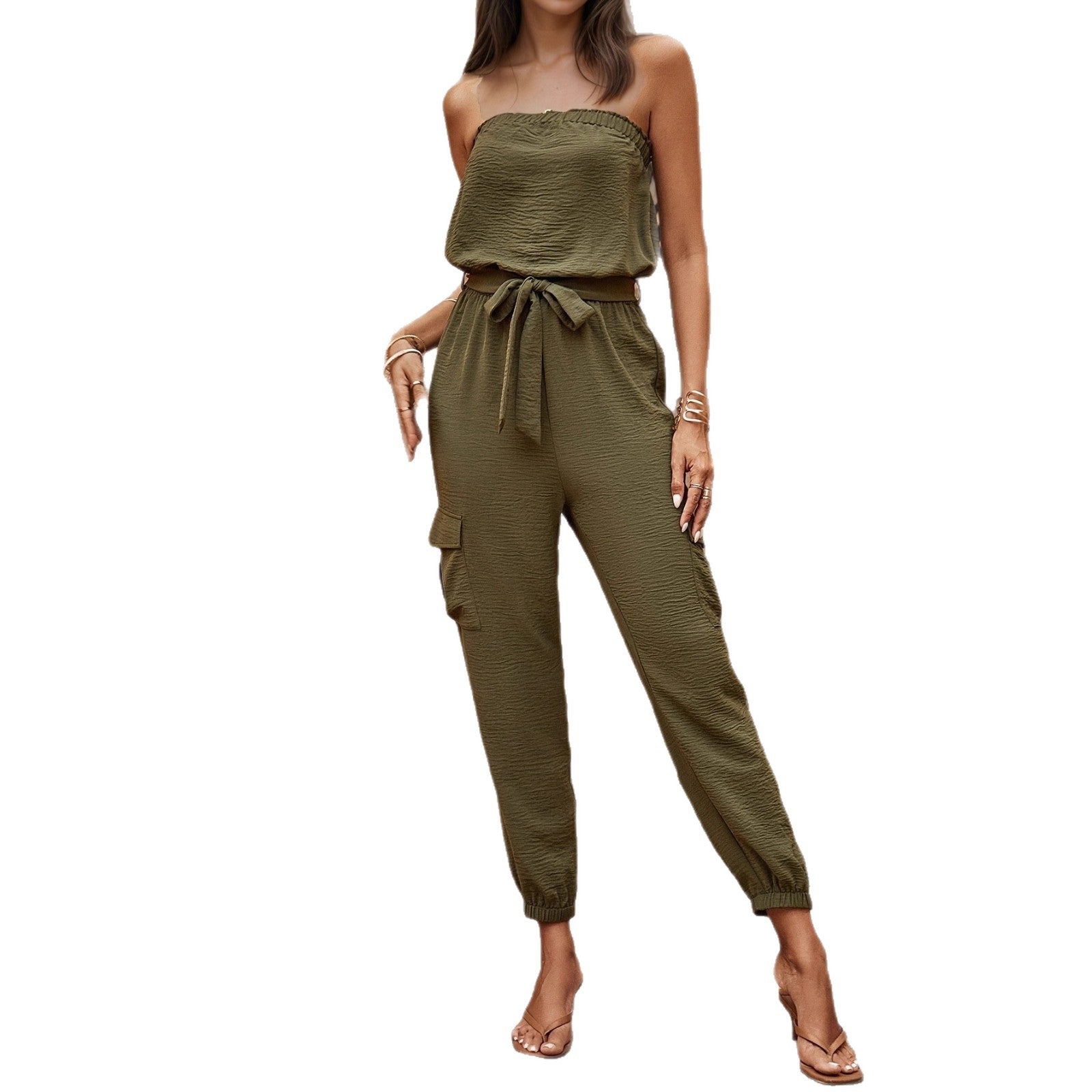 Women's Casual Strapless Pocket Jumpsuit