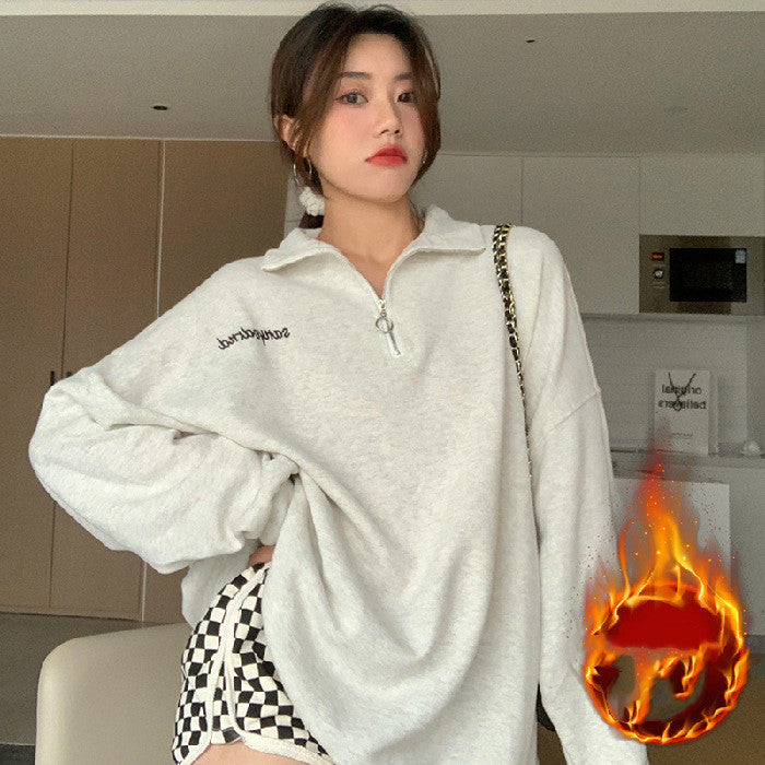 Women's Velvet Stand Collar Sweater