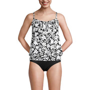 New Black And White Printed Women's Split Type Tankini Set With Conservative Style, Covering The Belly And Showing Off Thinness