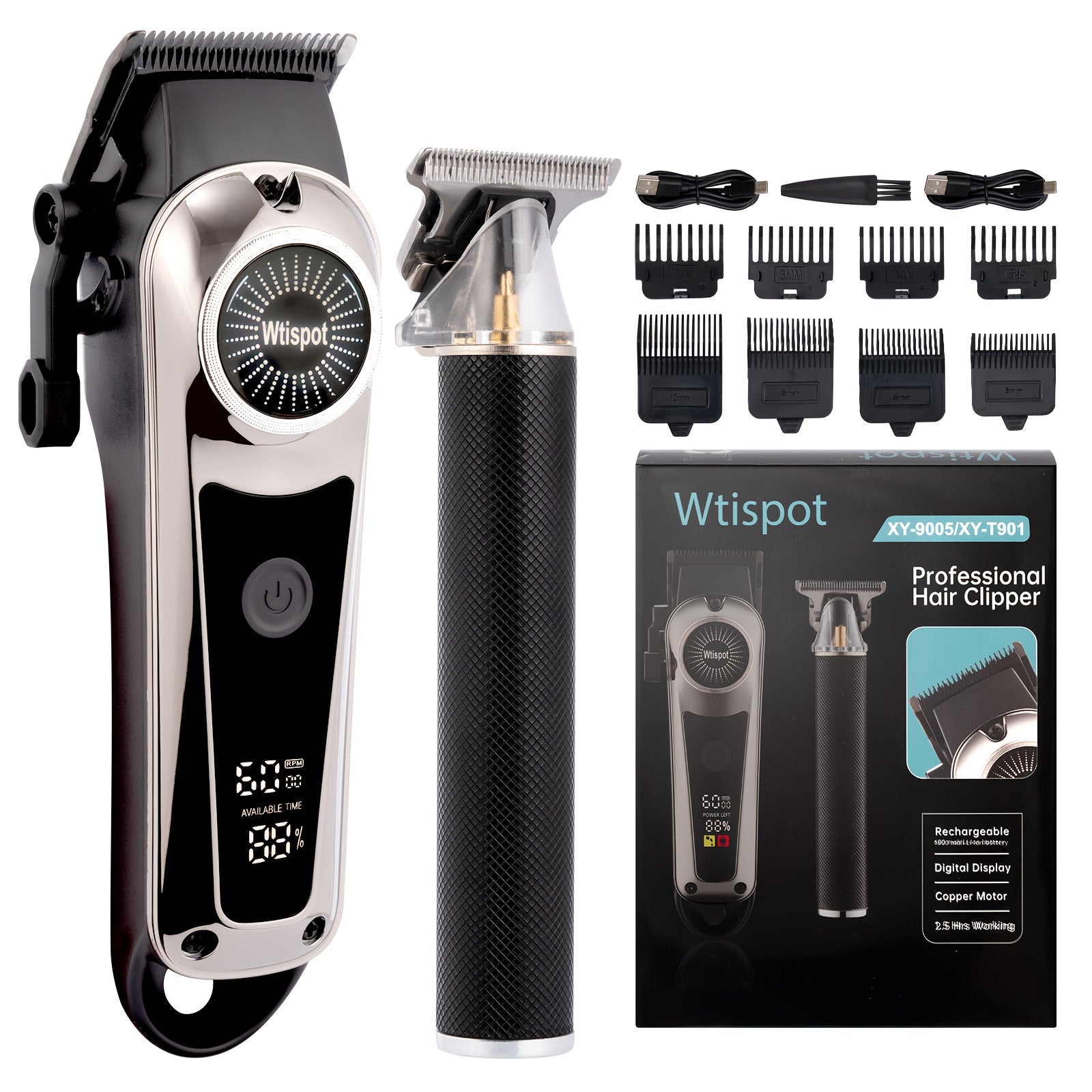 3-in-1 Set/2-in-1 Set/1pc Men's Hair Clipper Set And Beard Trimmer Set Men's Hair Clippers USB Charging Hair Clipper