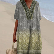 Casual Floral 3d Printed Sleeve Length Skirt Shirt Dress