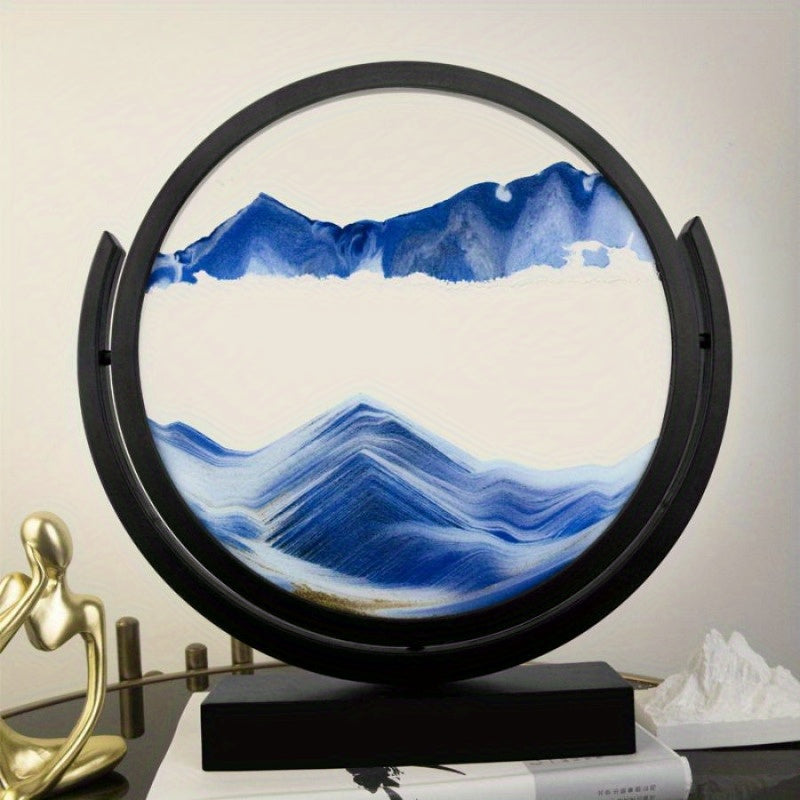 Quicksand painting desktop art display with modern frame design