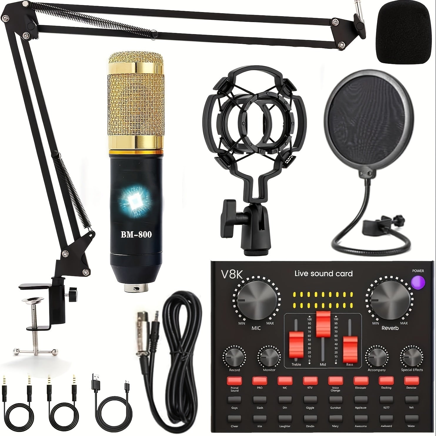 Portable Home Studio Recording Kit with Condenser Microphone and Audio Mixer for Smartphone and Tablet (No Adapter Included)