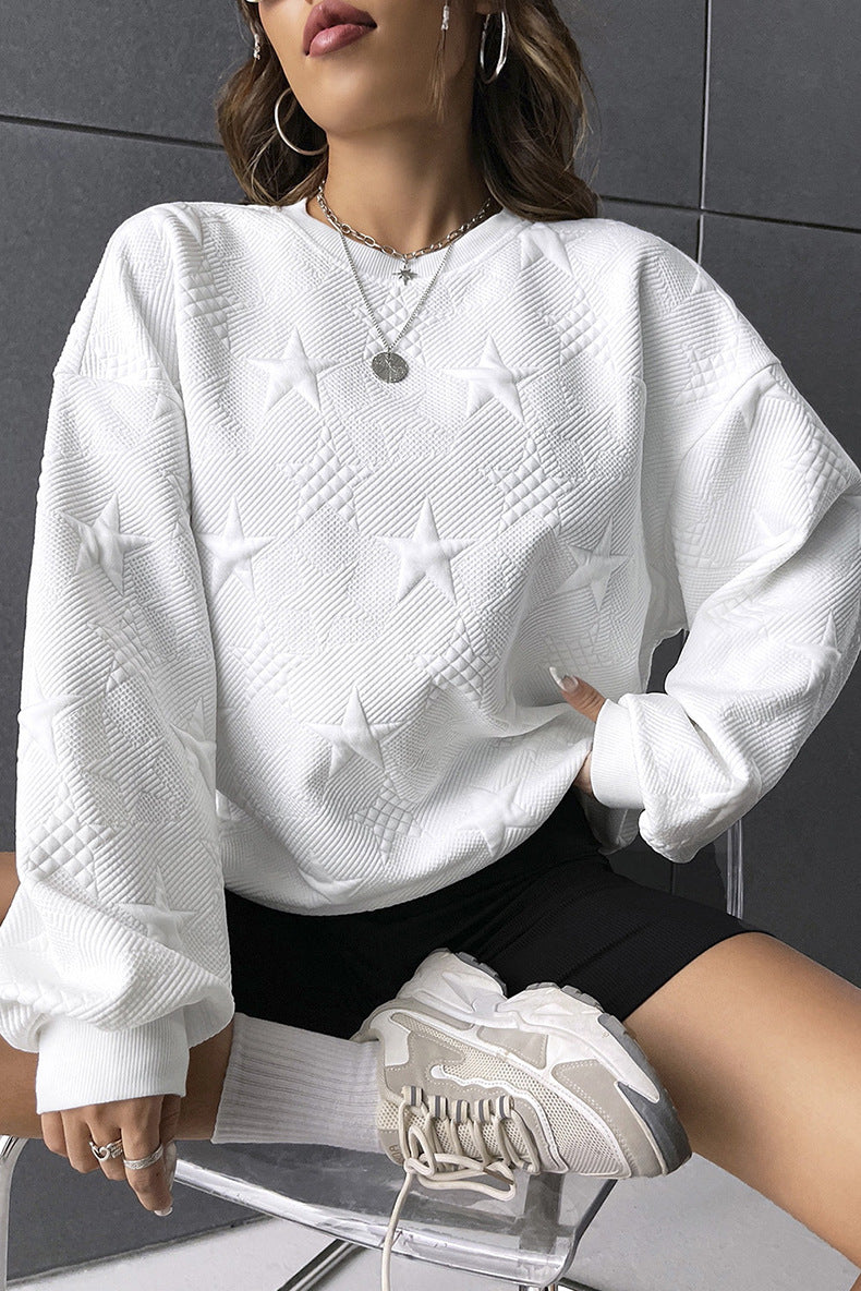 Geometric Casual Loose Round Neck Pullover for Women