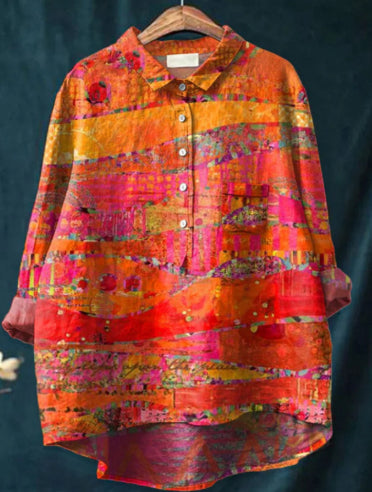 European And American Printed Hawaiian Casual Long-sleeved Shirt