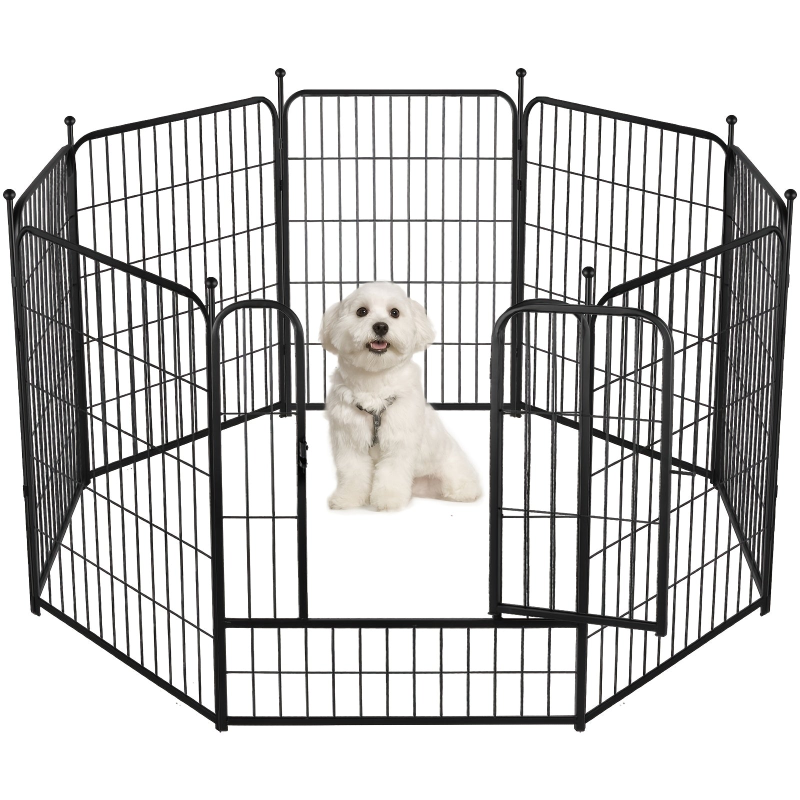32 Inch 8-Panel Portable Dog Fence For Rv Camping - Durable Iron Playpen With Ventilation Mesh, Easy Assembly, Ideal For Small & Medium Dogs, Outdoor Pet Playpen For Camping, Travel, And Home Use,...