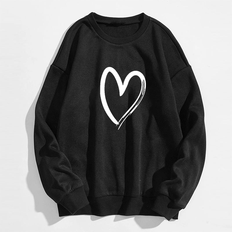 Women's Trendy Printed Heart Pullover Sweater