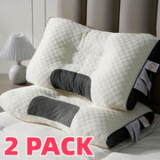 2pcs Orthopedic Cervical Neck Pillows - Heavy-Duty Large Size (2000g Total) Ergonomic Spinal Support Pillow for Cervical, Posture - Ideal for Side/Back/Stomach Sleepers with Breathable Pillowcases ...