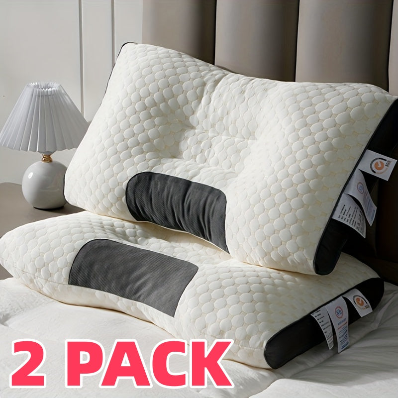 2pcs Orthopedic Cervical Neck Pillows - Heavy-Duty Large Size (2000g Total) Ergonomic Spinal Support Pillow for Cervical, Posture - Ideal for Side/Back/Stomach Sleepers with Breathable Pillowcases ...