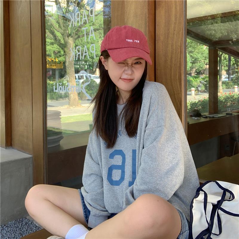 Oversized Letter Print Long Sleeve Women's Pullover Sweater
