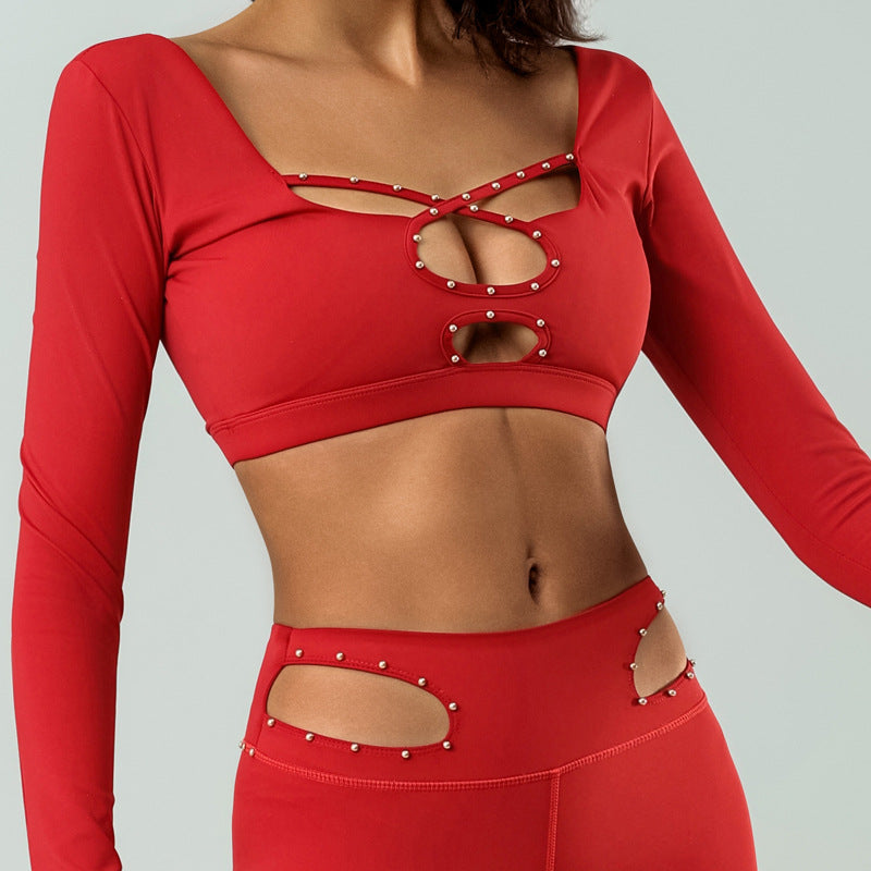 Workout Long Sleeve With Chest Pad High Elastic Quick-drying Sports High Waist Top